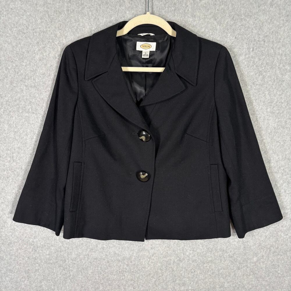 Talbots Blazer Womens 6 Black Wool Italy Jacket Academia Classic Suit Minimal